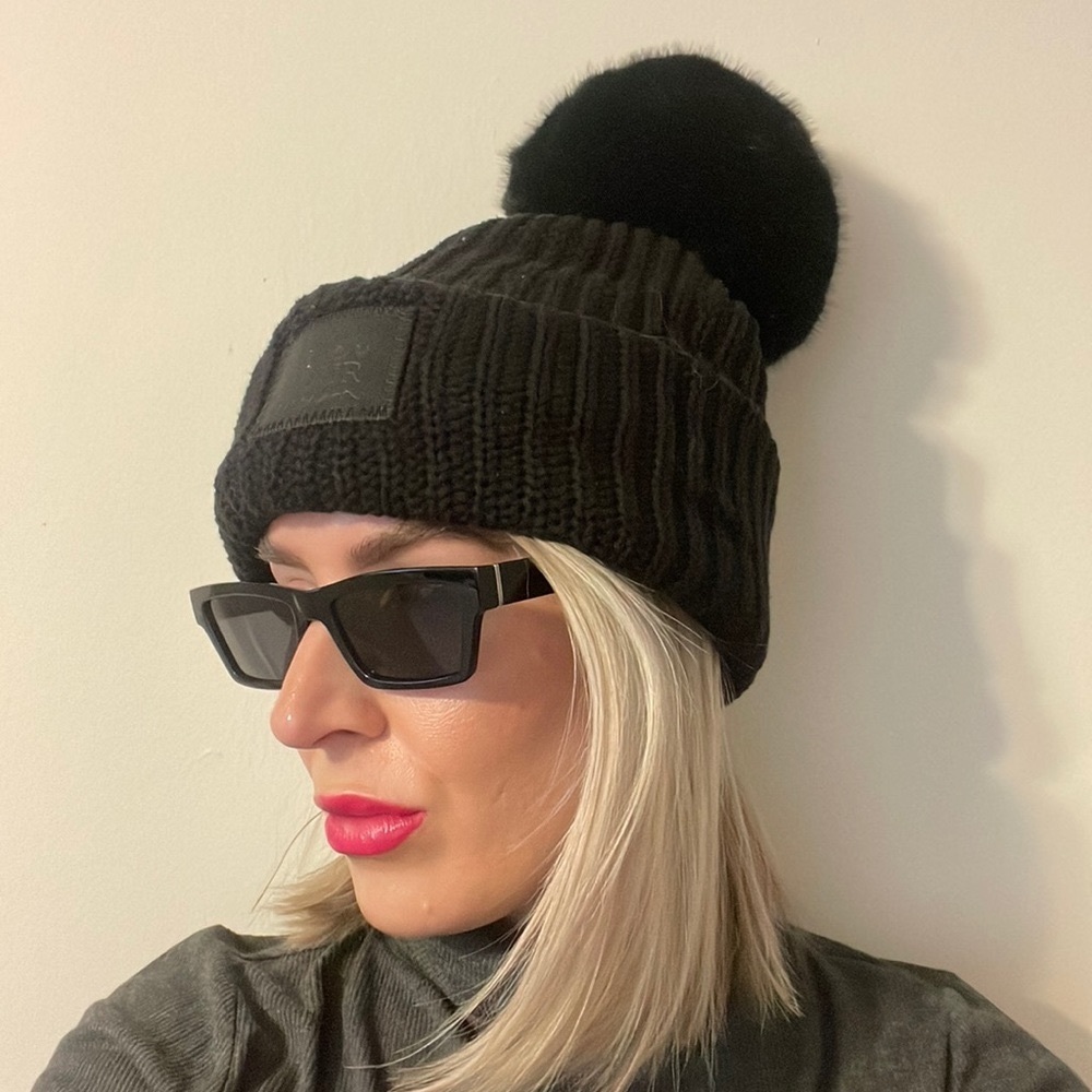 Black monochrome Love Your Melon winter hat